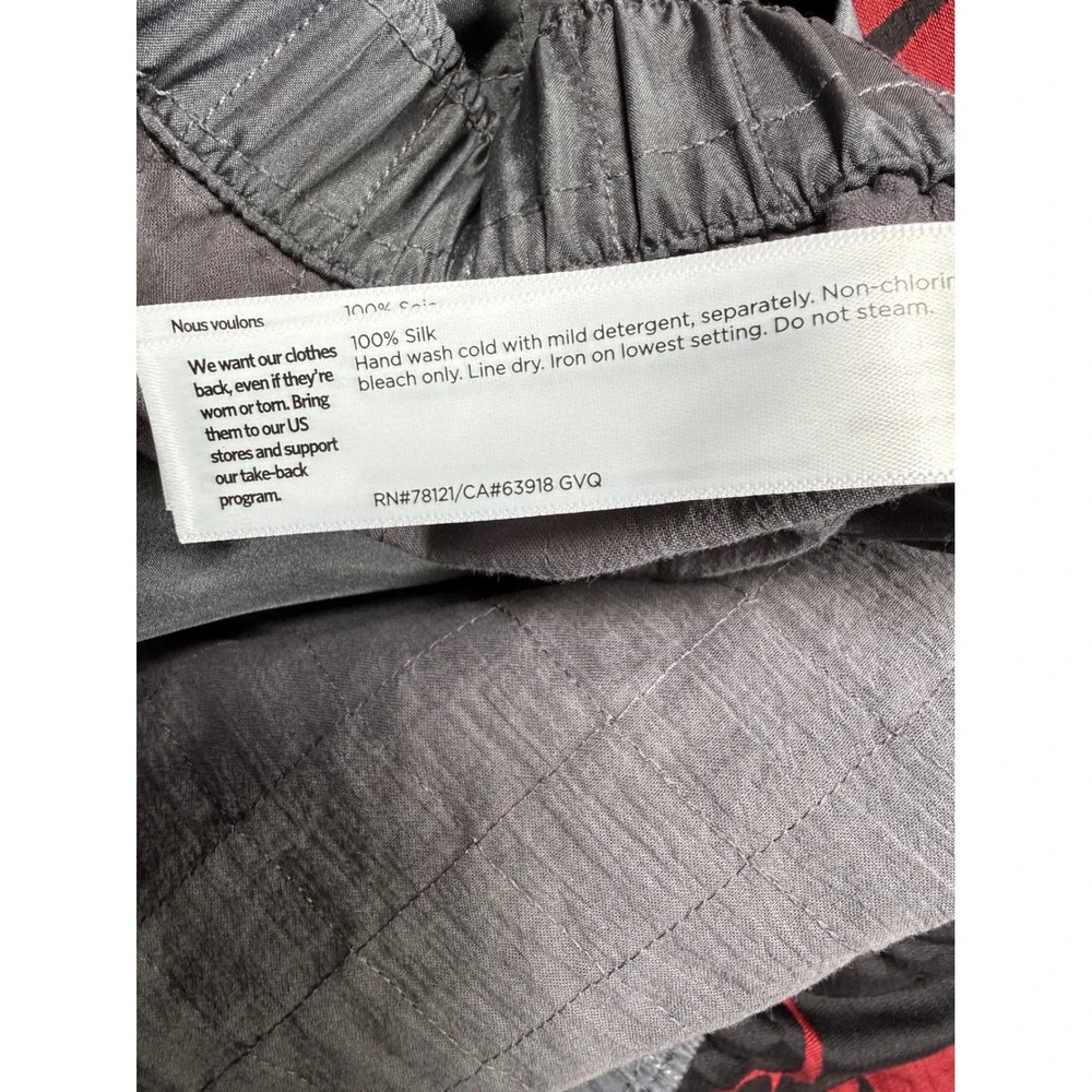 Eileen Fisher Skirt Women 1X Gray Quilted 100% Silk Elastic Waist Pockets Midi